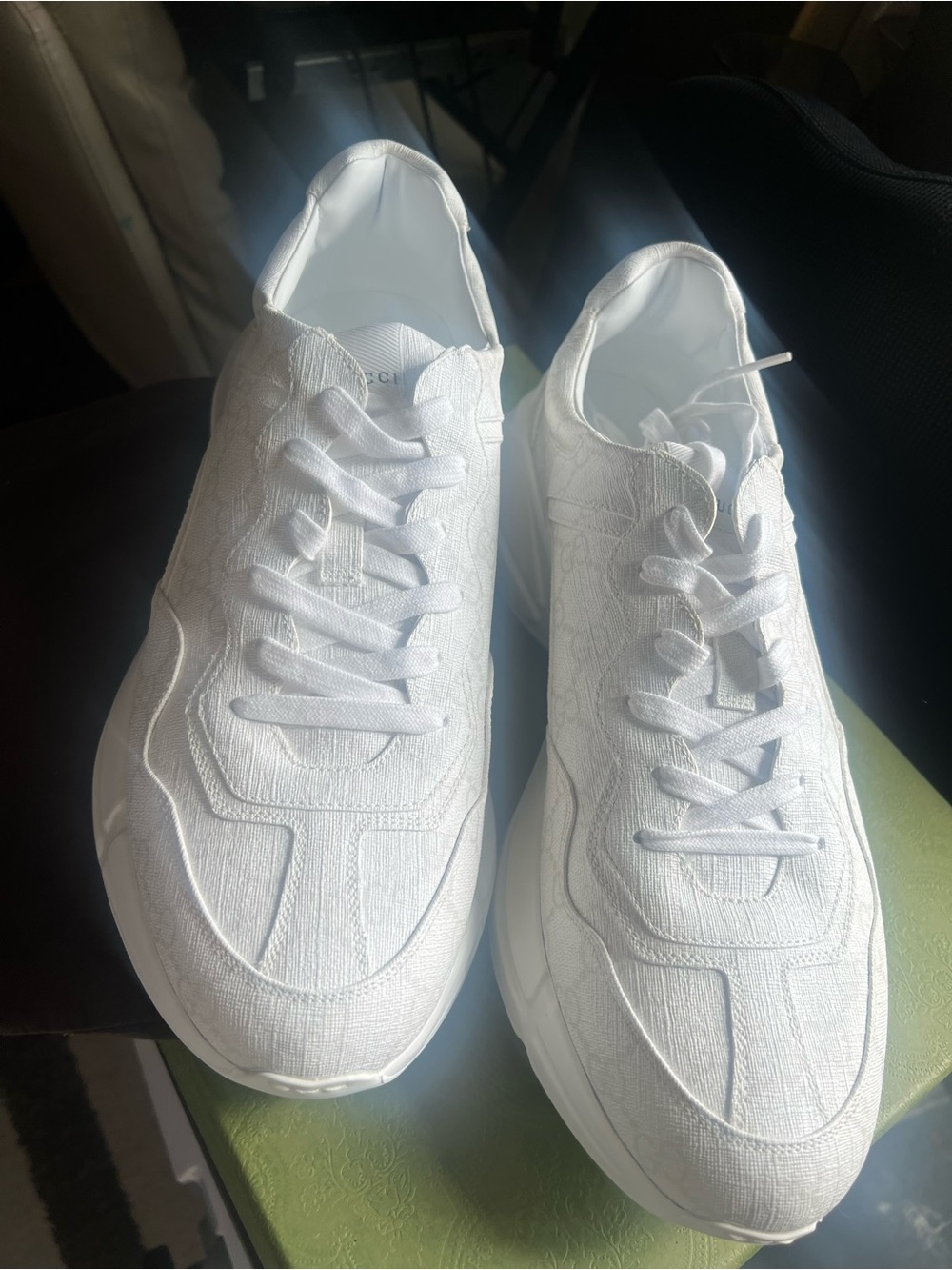 Gucci Men's White Low-Top Monogram Sneakers - Picture 5 of 5
